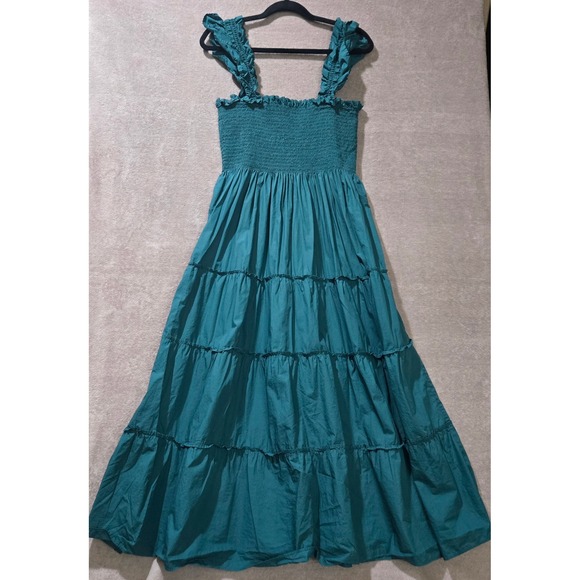 Quince Dresses & Skirts - Quince Organic Cotton Poplin Smocked Midi Dress XL Garden Party Tiered Capsule